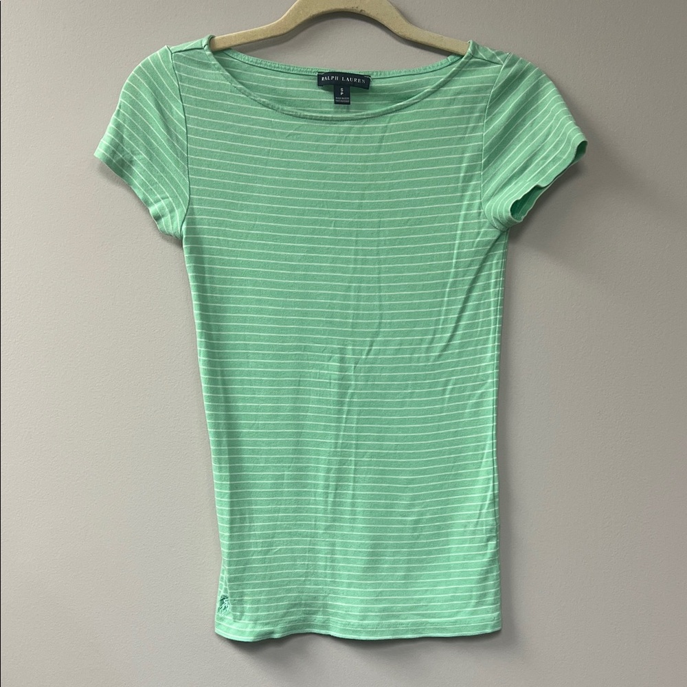 Ralph Lauren Mint Green Striped Short Sleeve Tee
